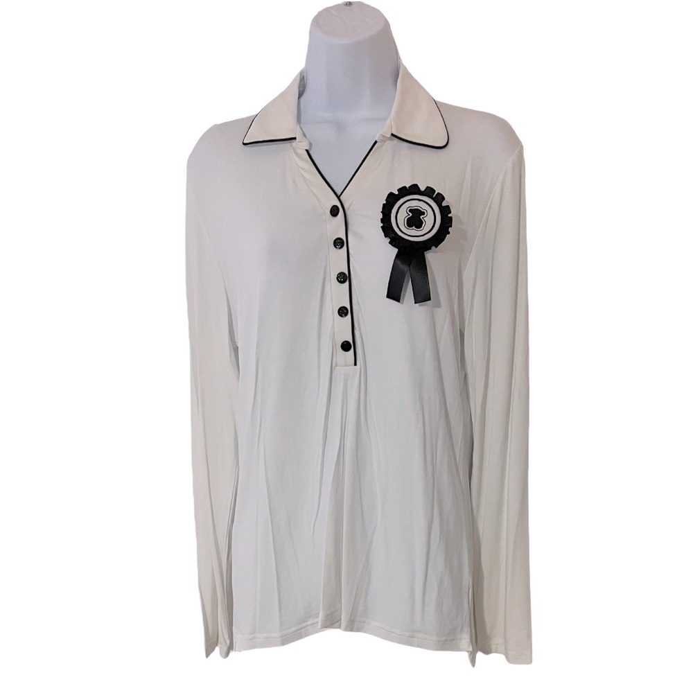 NWOT TOUS Button Up Long Sleeve Shirt with Bear Pin - Size XL